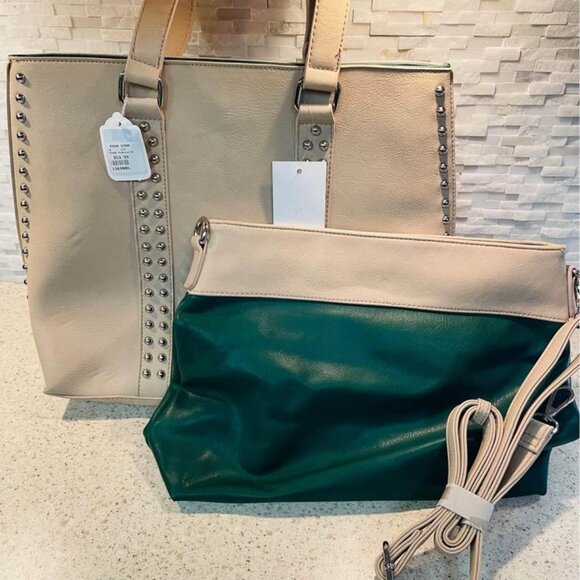 NWT Studded Leather Purse & Handbag 2 pcs. - Picture 2 of 4